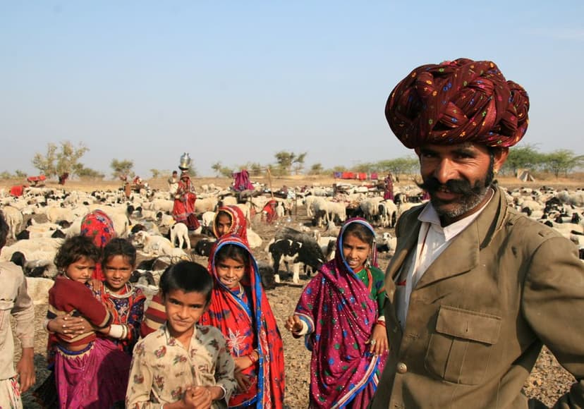 Homme et enfants habitants du Rajasthan